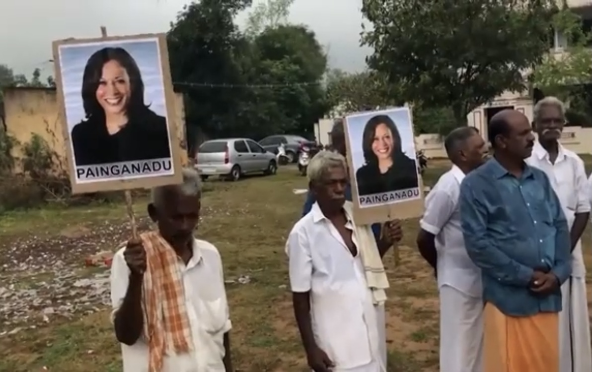 A village in south India in the state of Tamil Nadu, celebrates Kamla Harris victory with firecrackers and prayers.