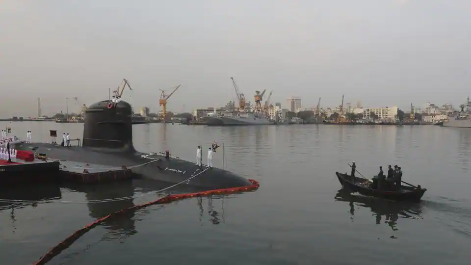 ins-karanj,-third-indigenous-submarine,-commissioned-into-indian-navy