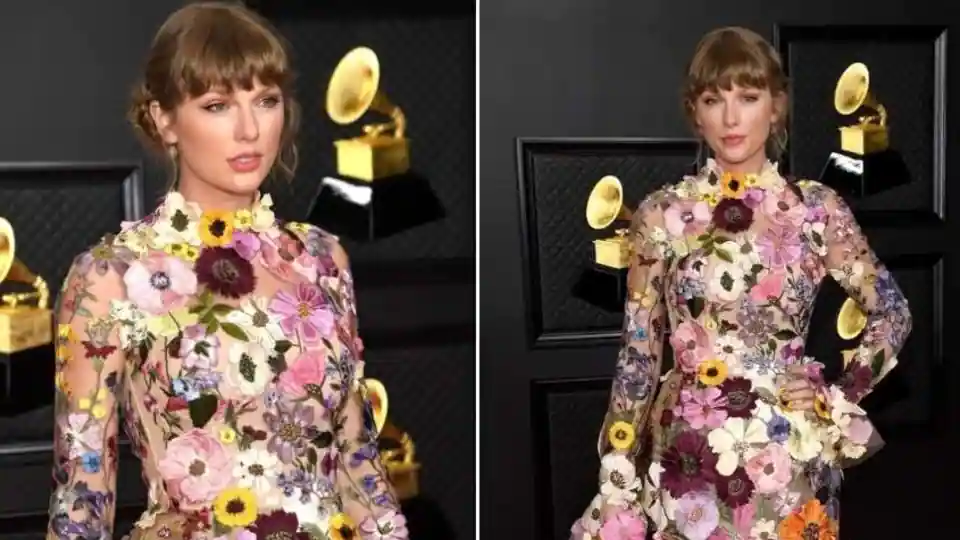 floral-folklore:-taylor-swift-brings-spring-in-mini-dress-at-grammys-red-carpet