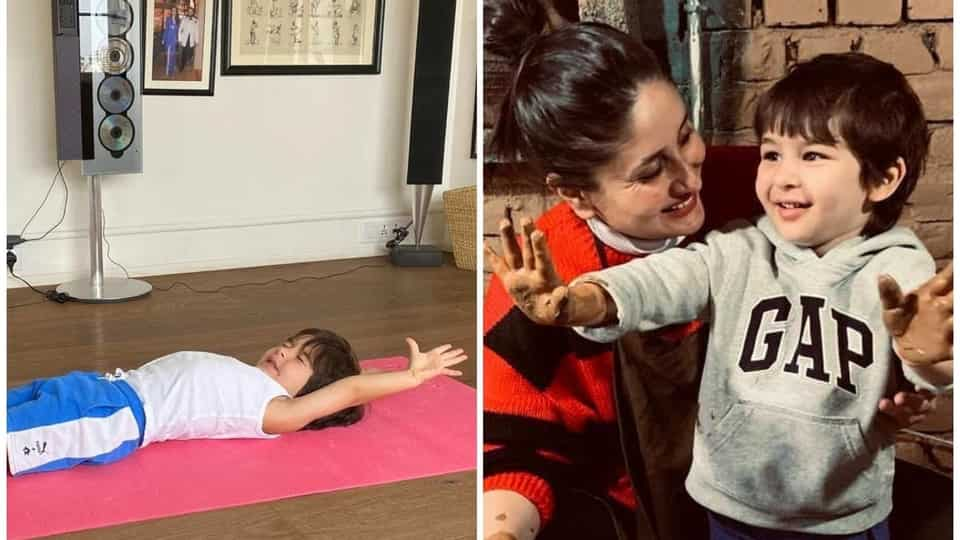 kareena-kapoor-shares-photo-of-taimur-stretching-on-a-yoga-mat-with-funny-caption,-fan-calls-him-‘upcoming-indian-yogi’