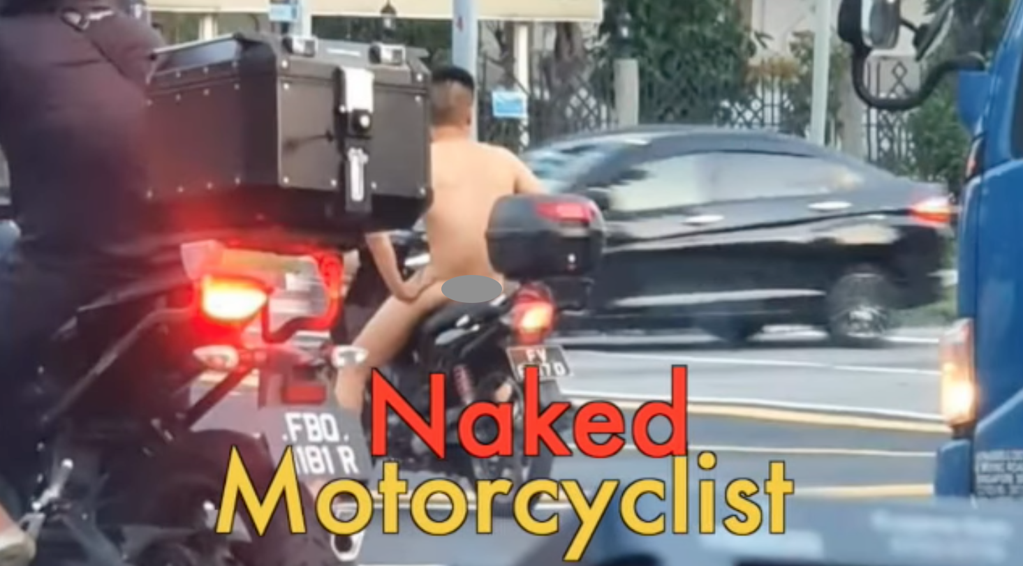 Naked man riding motorcycle and climbing car arrested » Singapore News