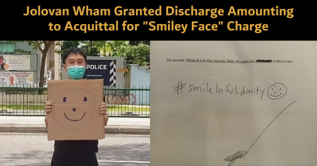 jolovan-wham-gets-discharge-amounting-to-acquittal-for-“smiley”-charge
