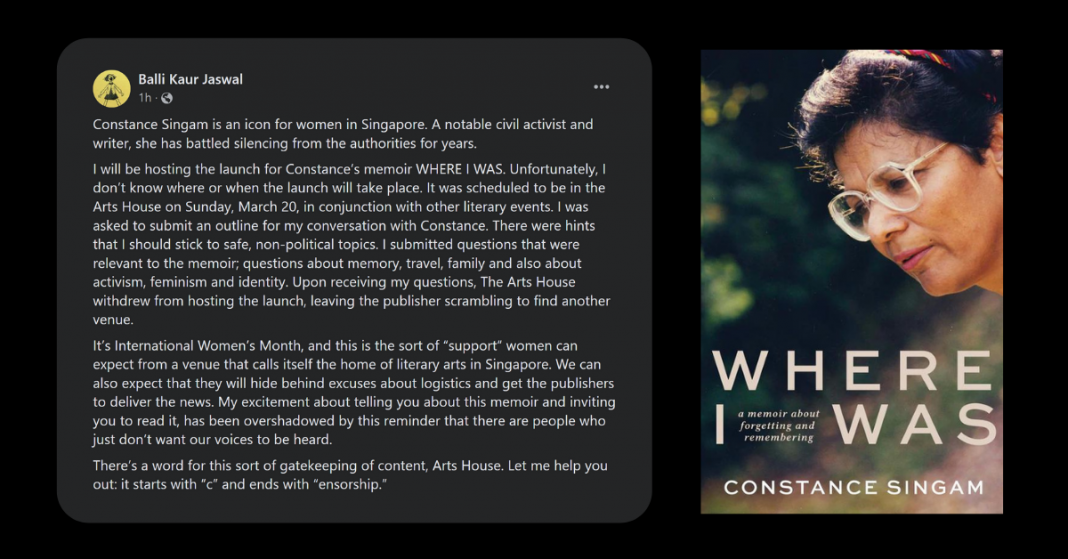 the-arts-house-pulls-out-from-the-launch-of-veteran-activist-constance-singam’s-memoirs