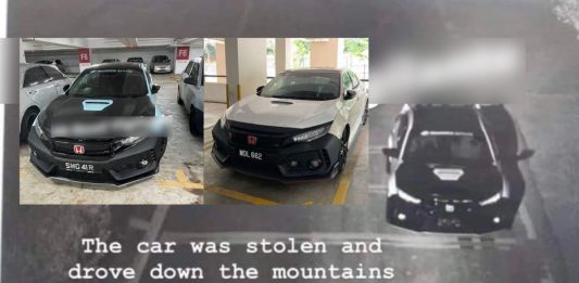 Singaporean's stolen Honda Civic Type R found in Malaysia carpark with new paint job & number plate