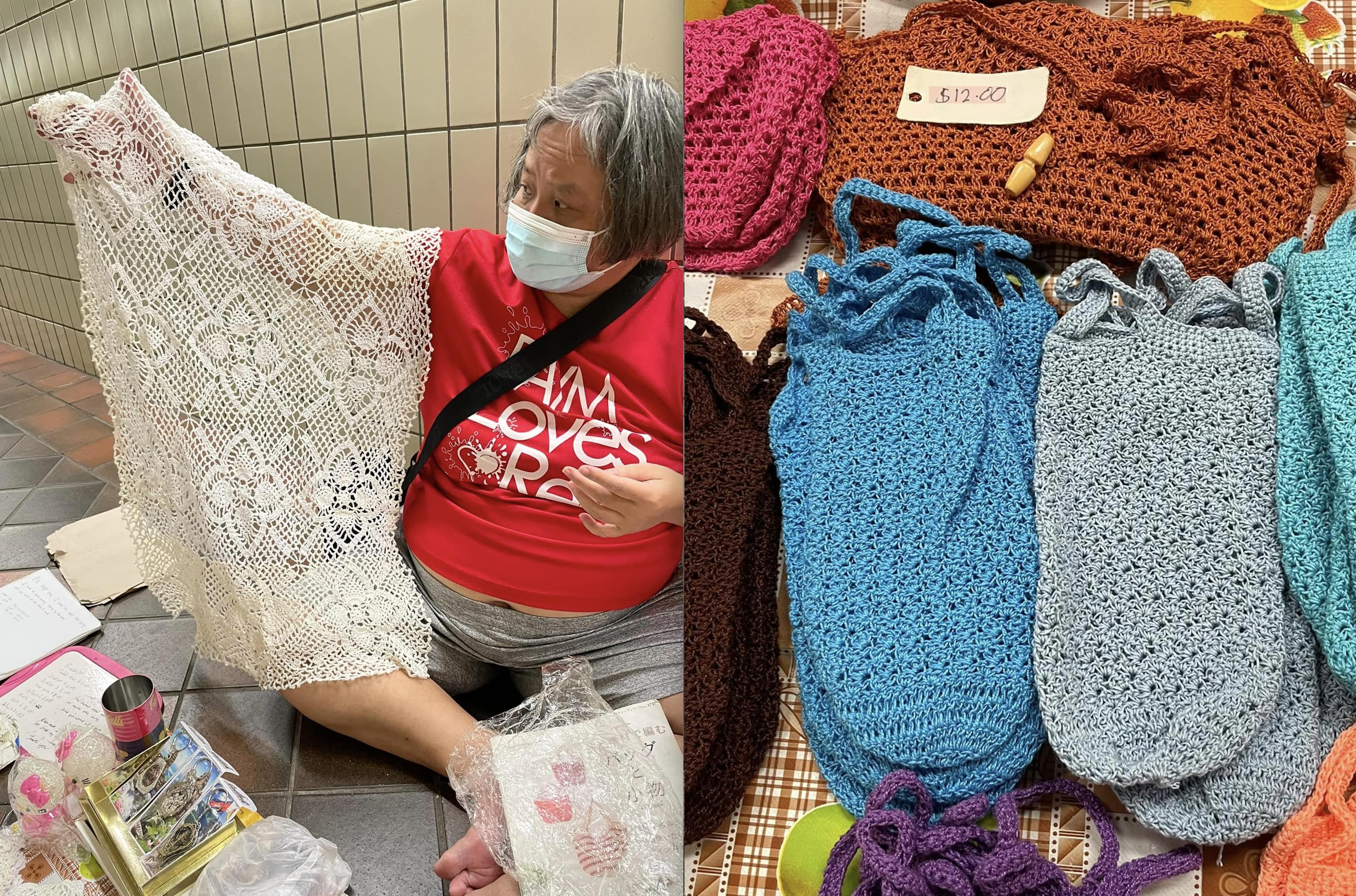 Elderly crochet artist at Toa Payoh MRT breaks out in tears after getting her first sale in days