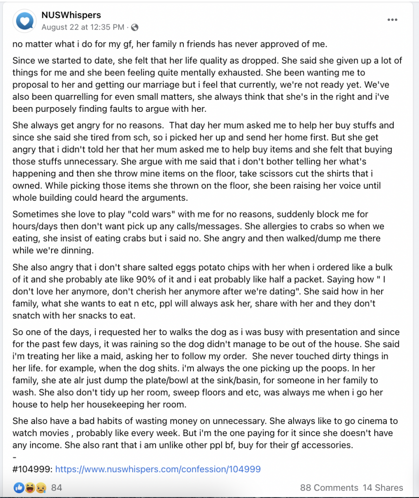 Man says when his girlfriend gets angry with him, she cuts up his ...