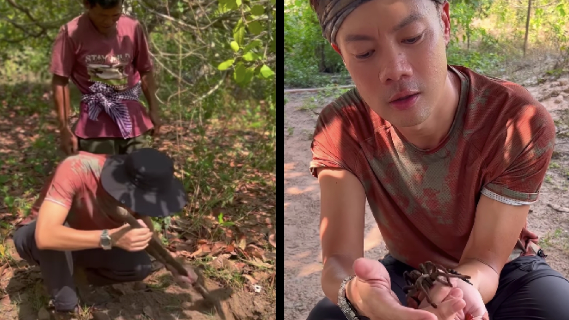 Danny Yeo eats smoked tarantula spider for a food show