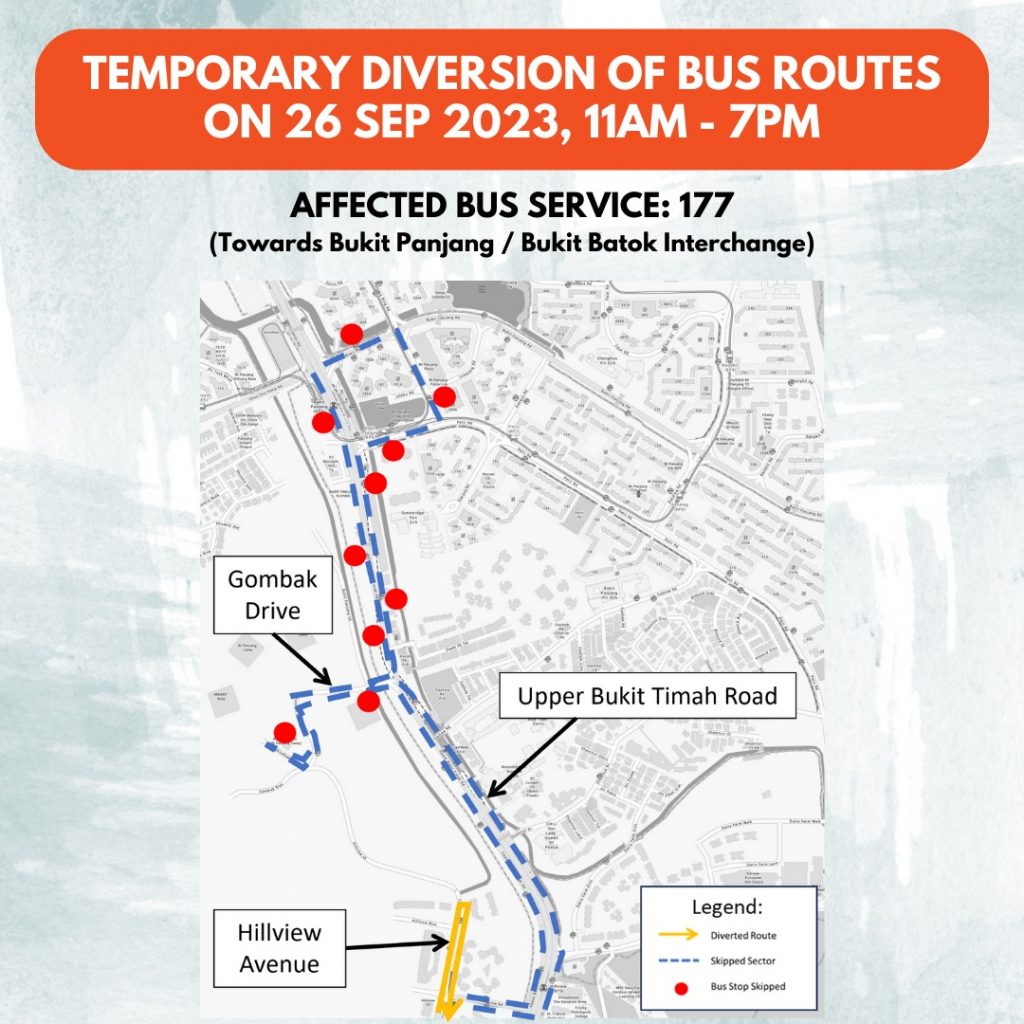 Temporary Diversion of bus routes Sept 26 11 am-7pm