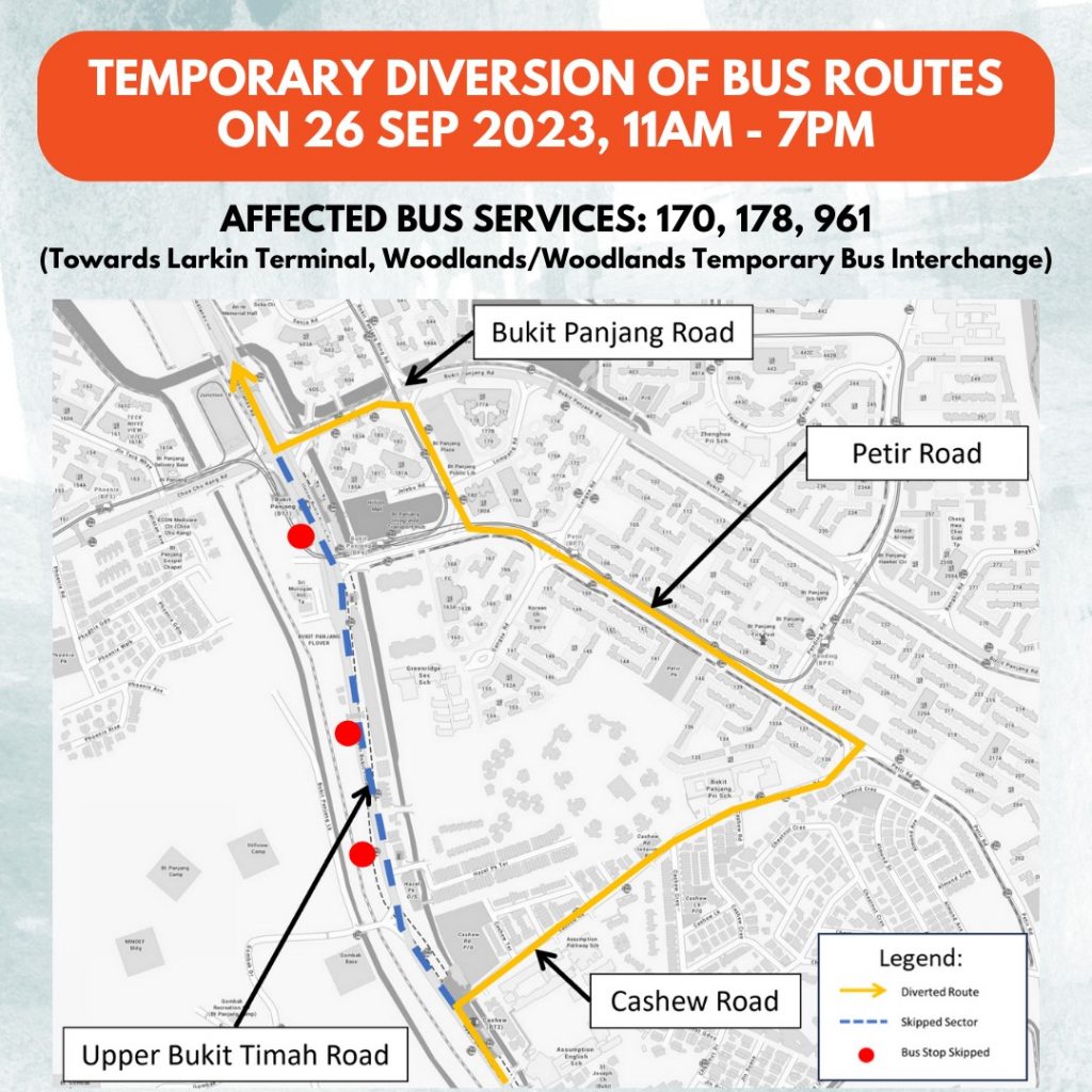 Temporary Diversion of bus routes Sept 26 11 am-7pm