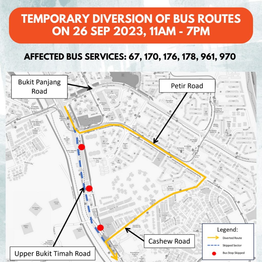 Temporary Diversion of bus routes Sept 26 11 am-7pm