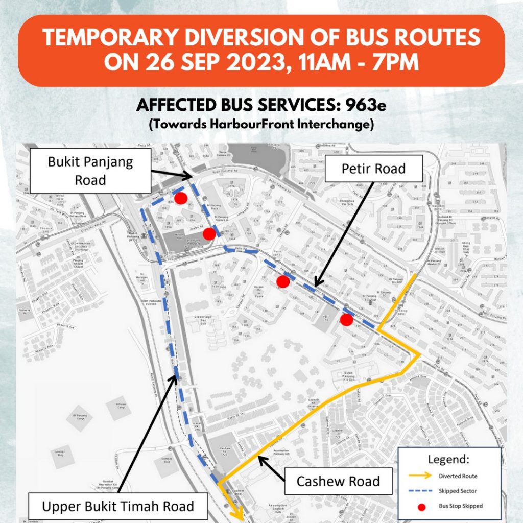 Temporary Diversion of bus routes Sept 26 11 am-7pm