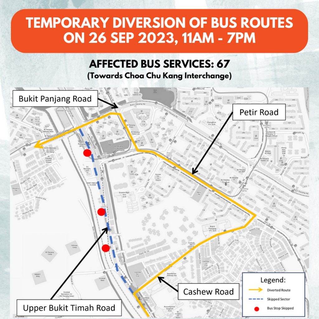 Temporary Diversion of bus routes Sept 26 11 am-7pm