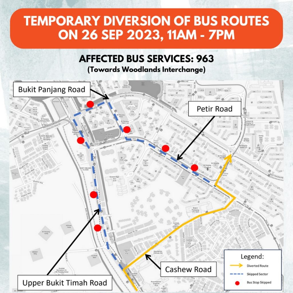 Temporary Diversion of bus routes Sept 26 11 am-7pm