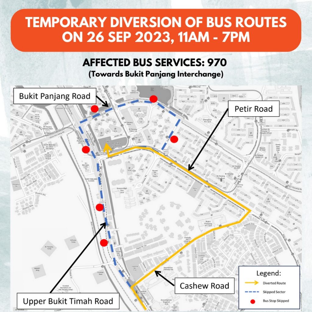 Temporary Diversion of bus routes Sept 26 11 am-7pm