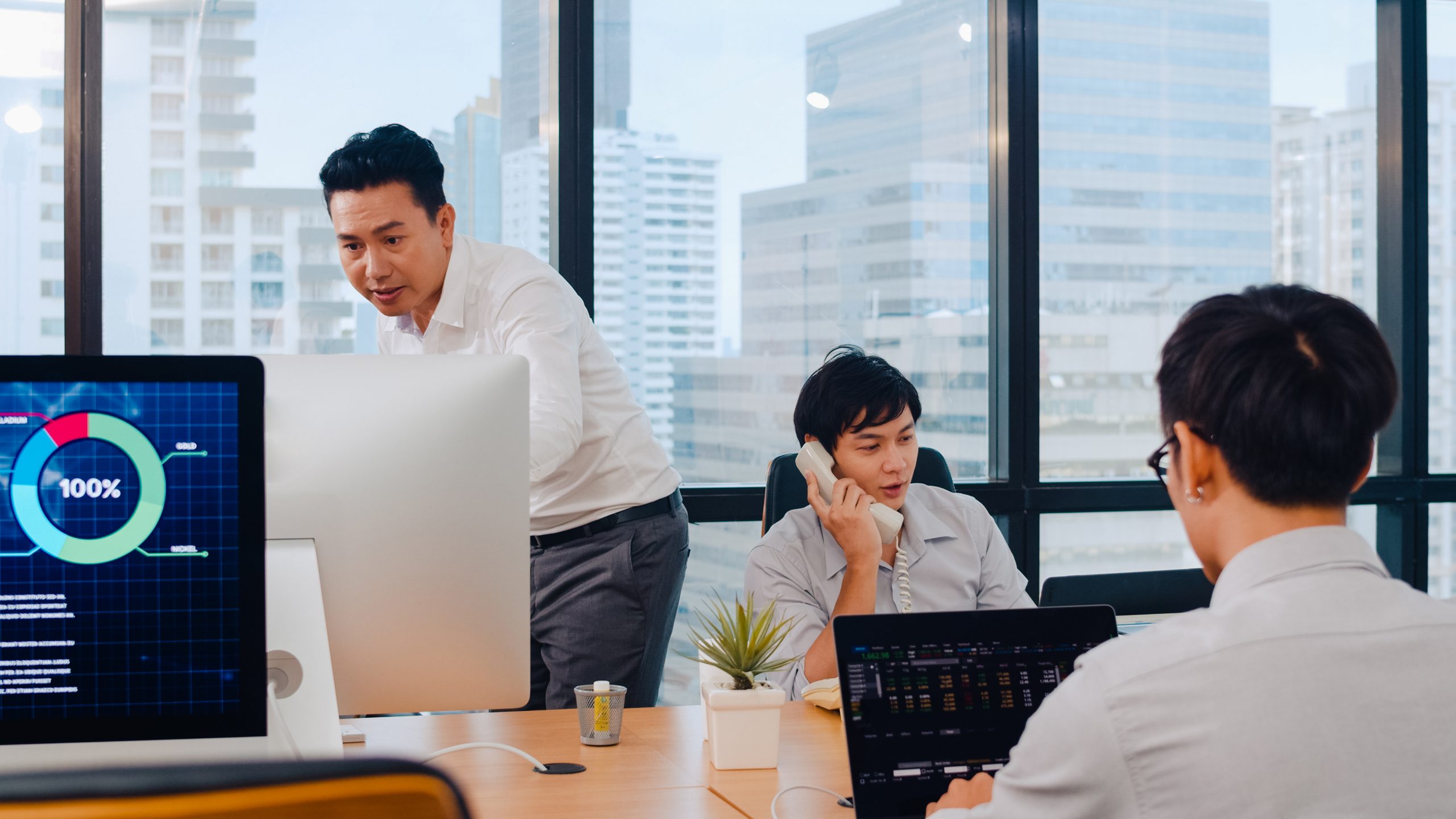 Asian office workers working in the office