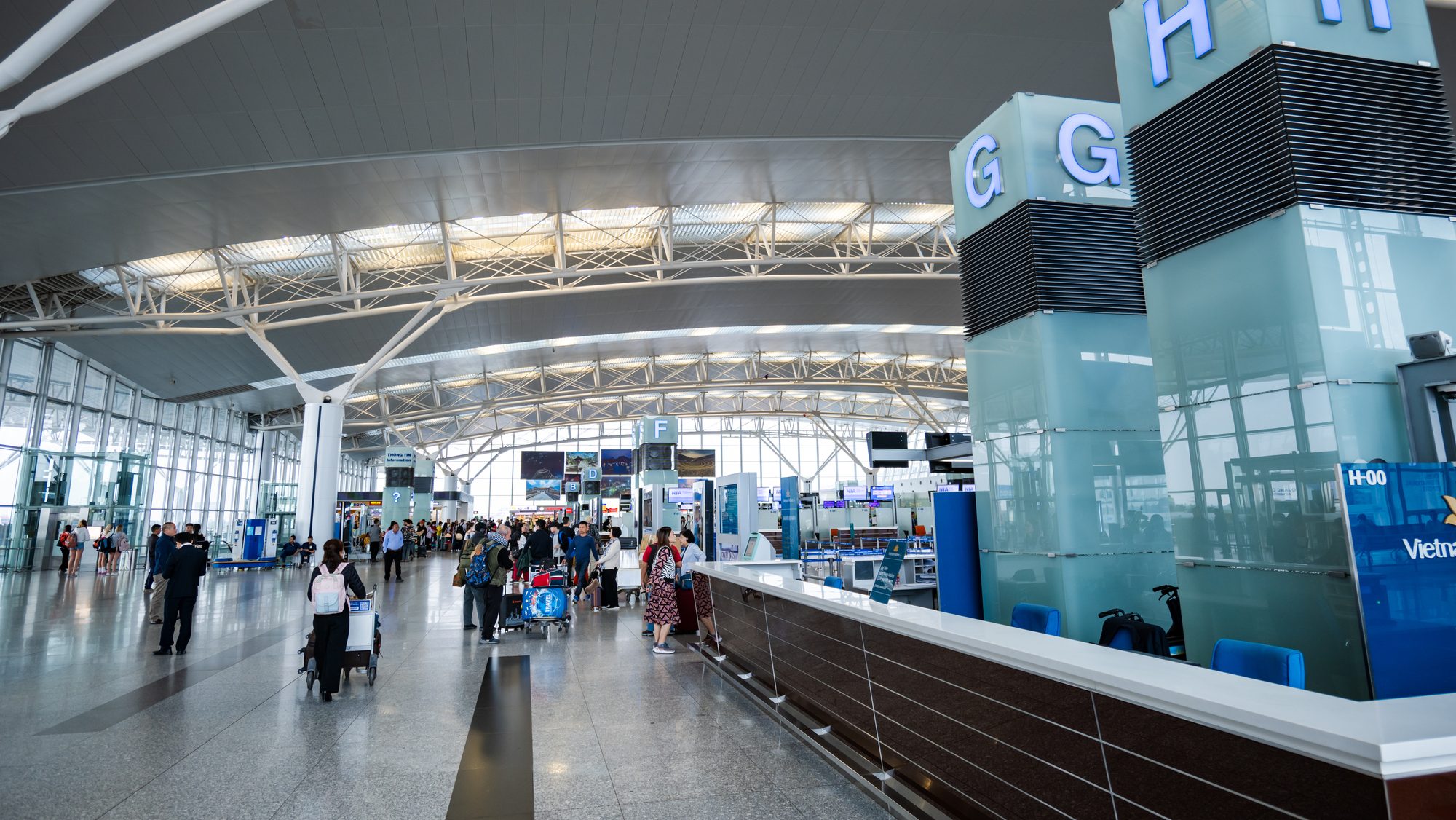 Noi Bai International Airport in Hanoi, Vietnam.