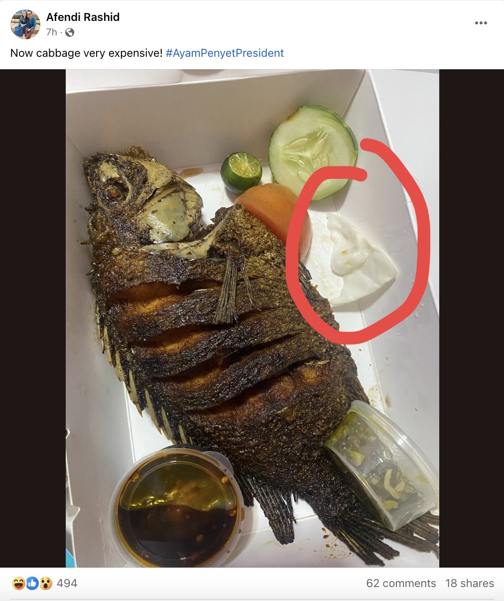 “Now cabbage very expensive!” — Customer pokes fun after his food order ...