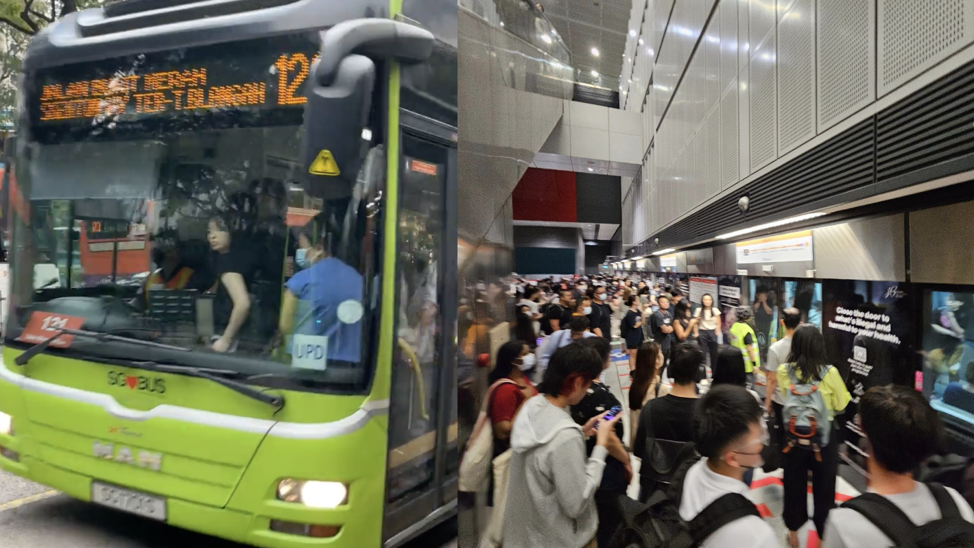 Overcrowded bus & MRT station: 