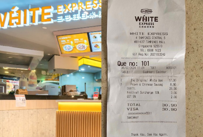 'Festival Surcharge 10%, but CNY hasn't even started!' — Singaporeans shocked by customer's receipt
