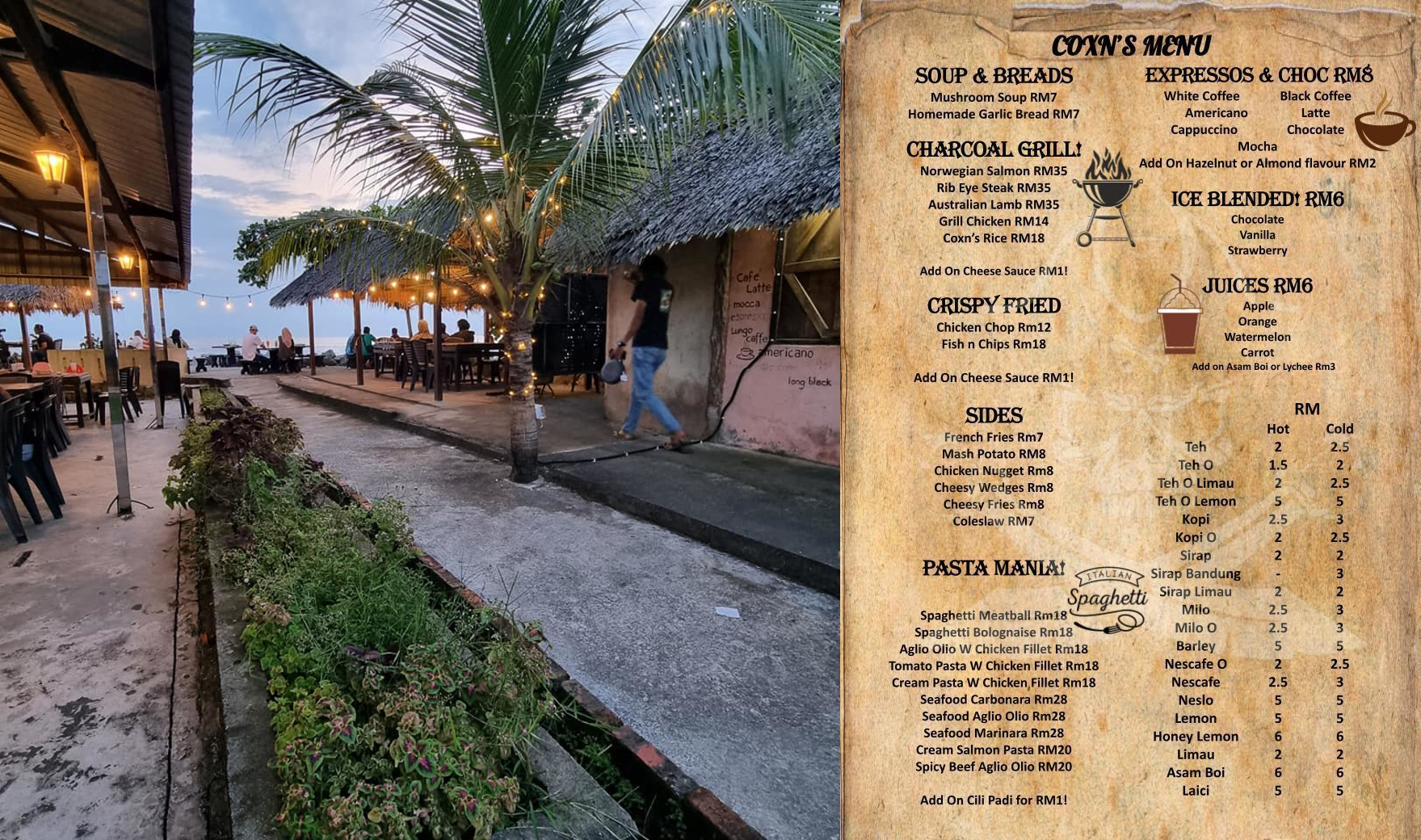 Coxn Cafe and their menu.