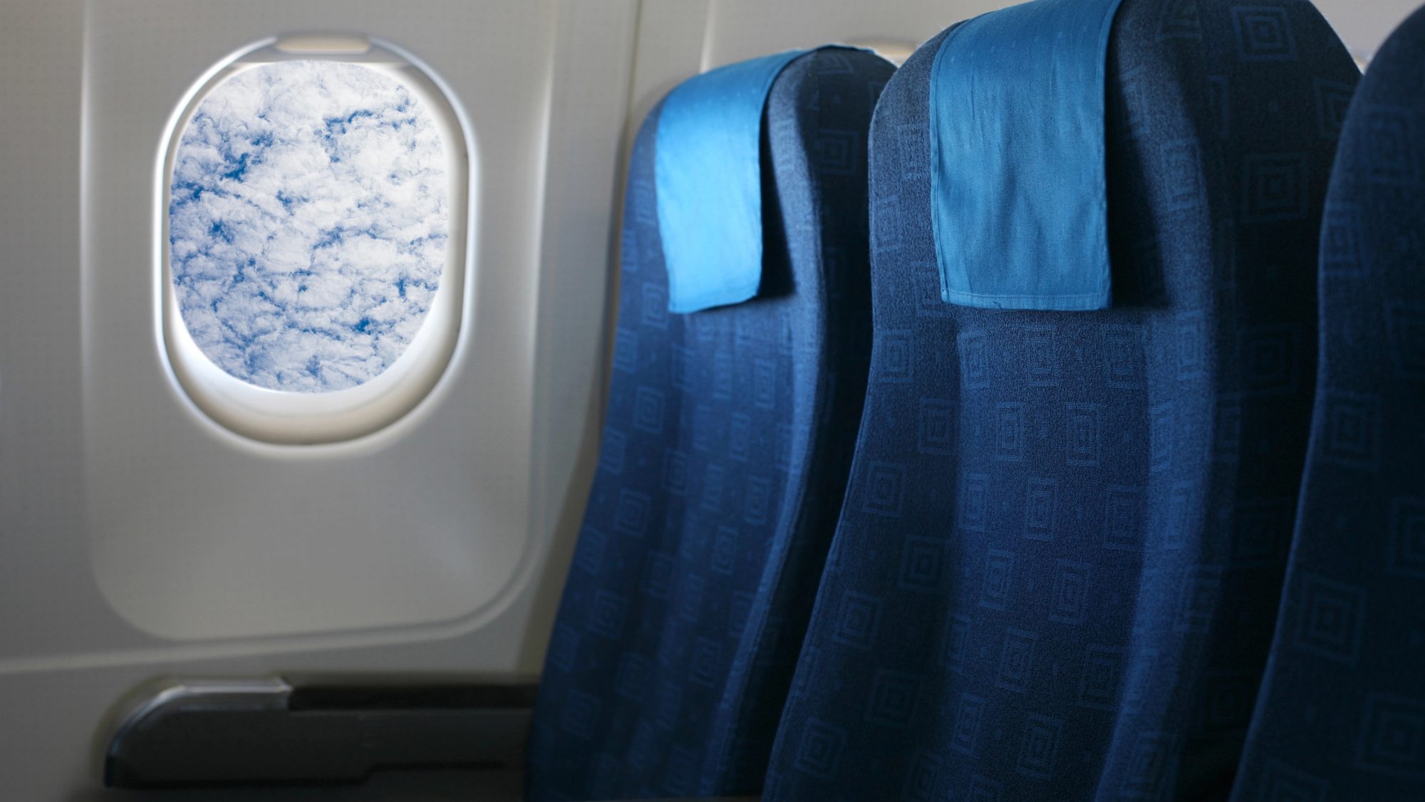 Blue Airplane seat and window