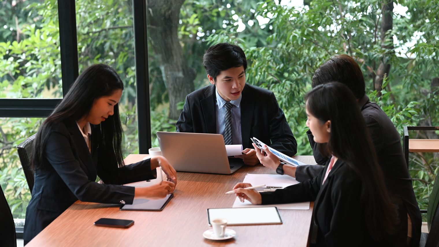 Businesspeople working together in a comfortable conference