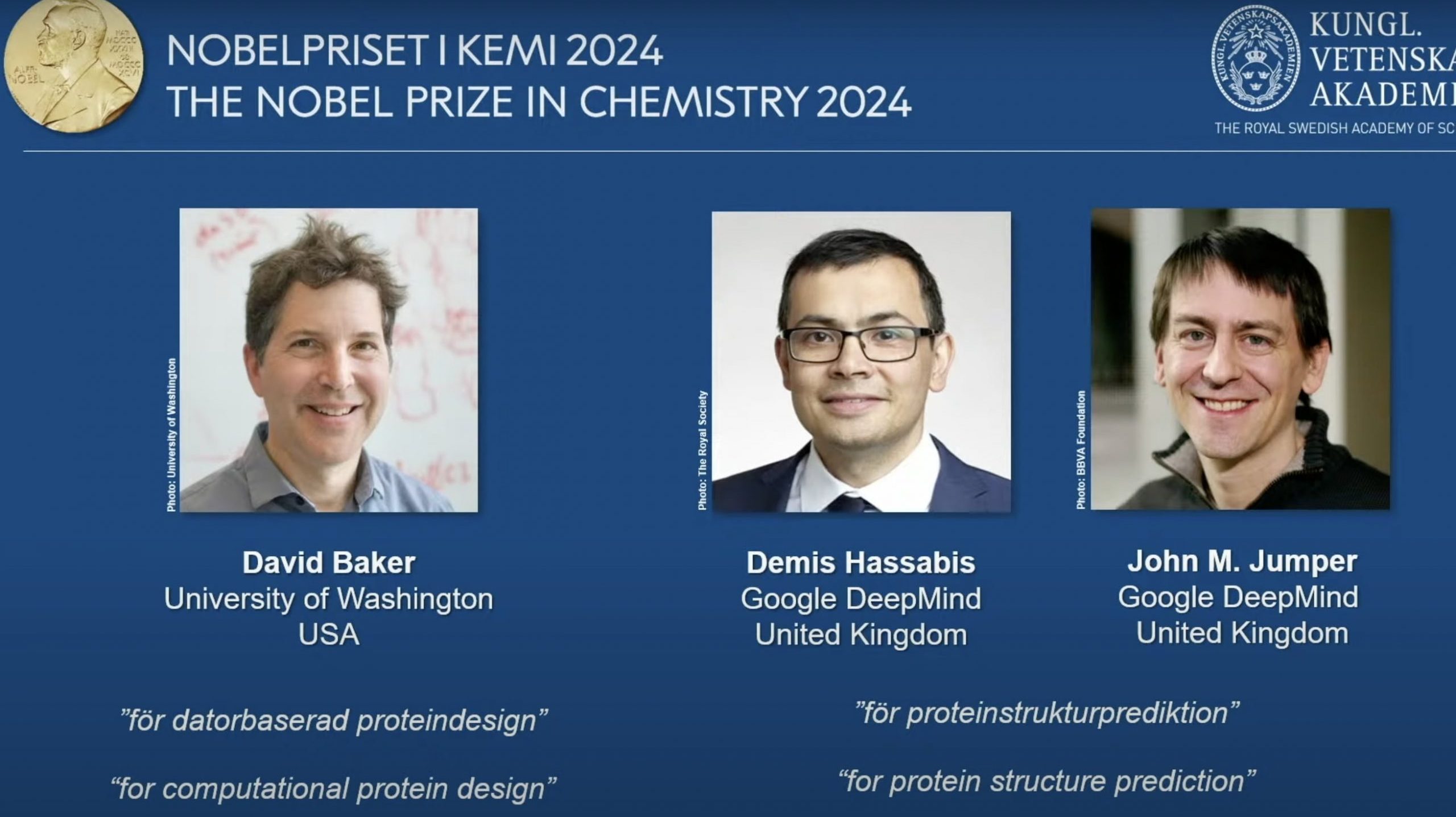 2024 Nobel Prize winners in Chemistry