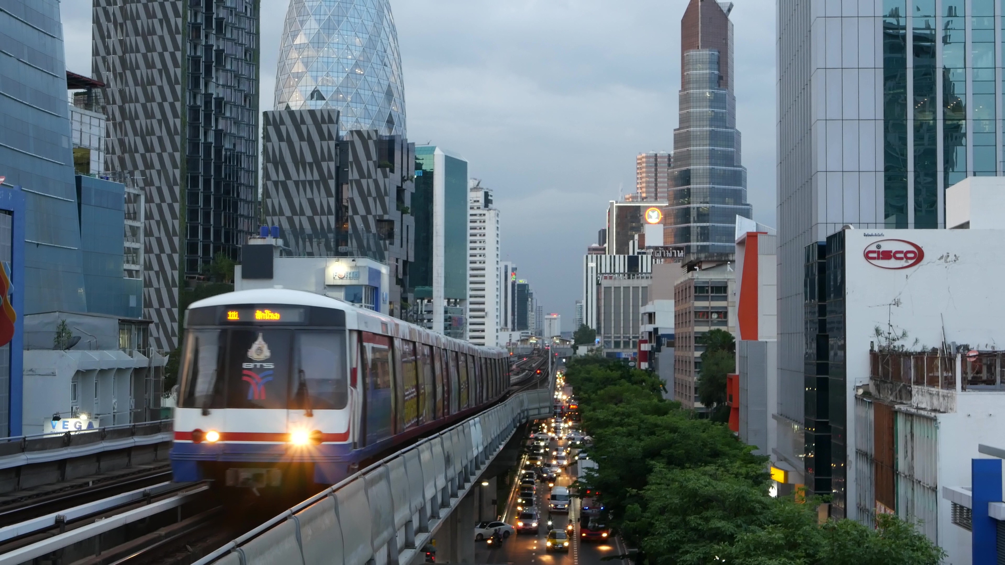 Bangkok train on metro rail road station