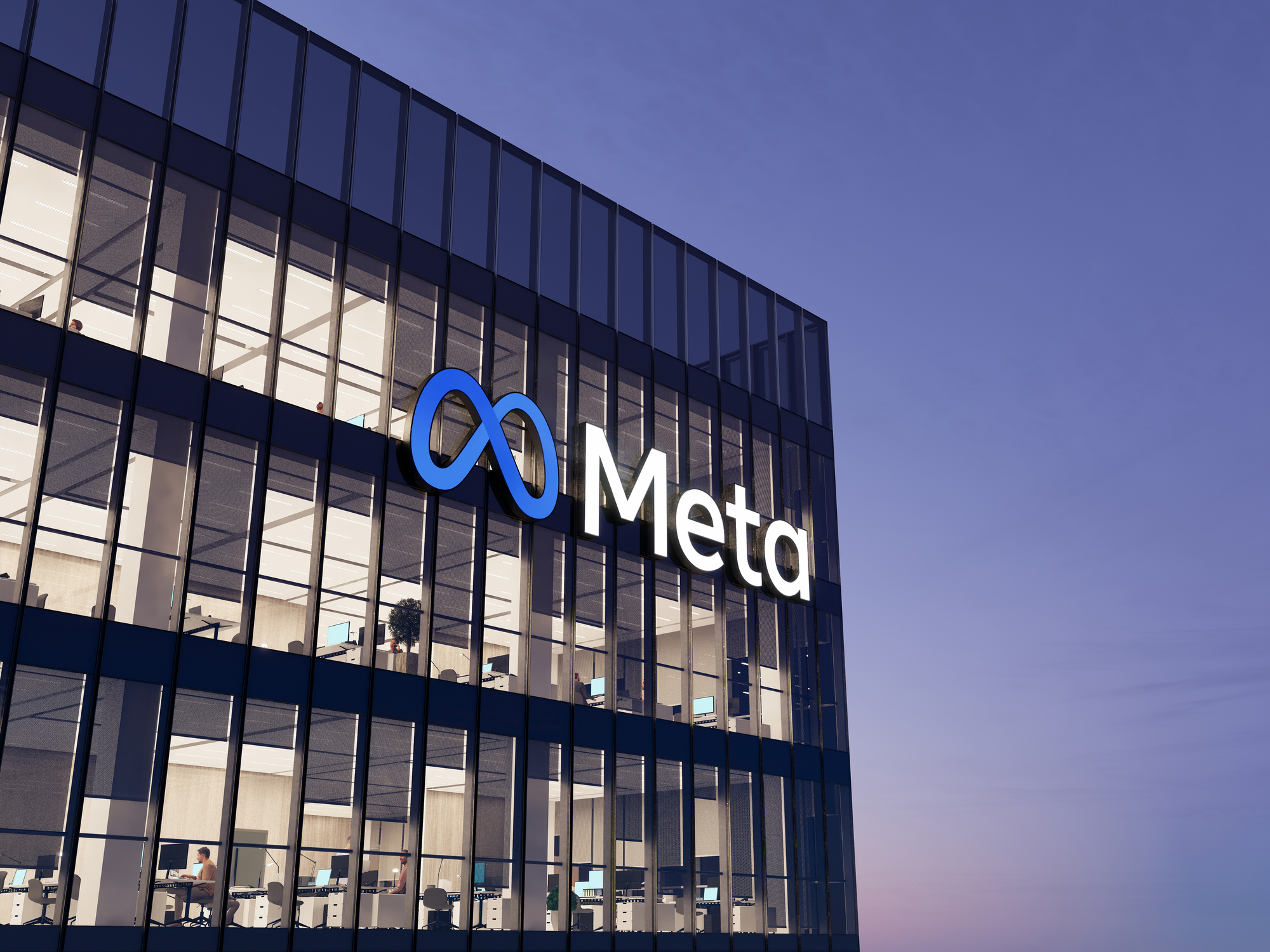 Meta logo on building