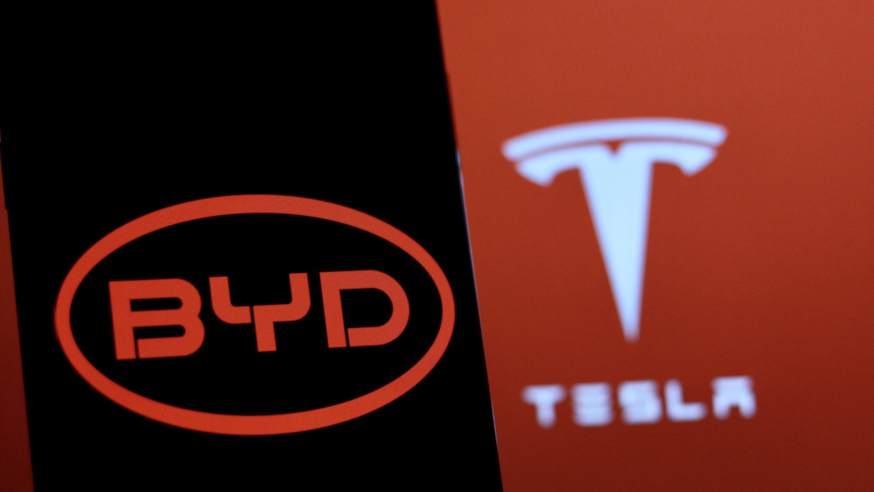 BYD, Tesla logos