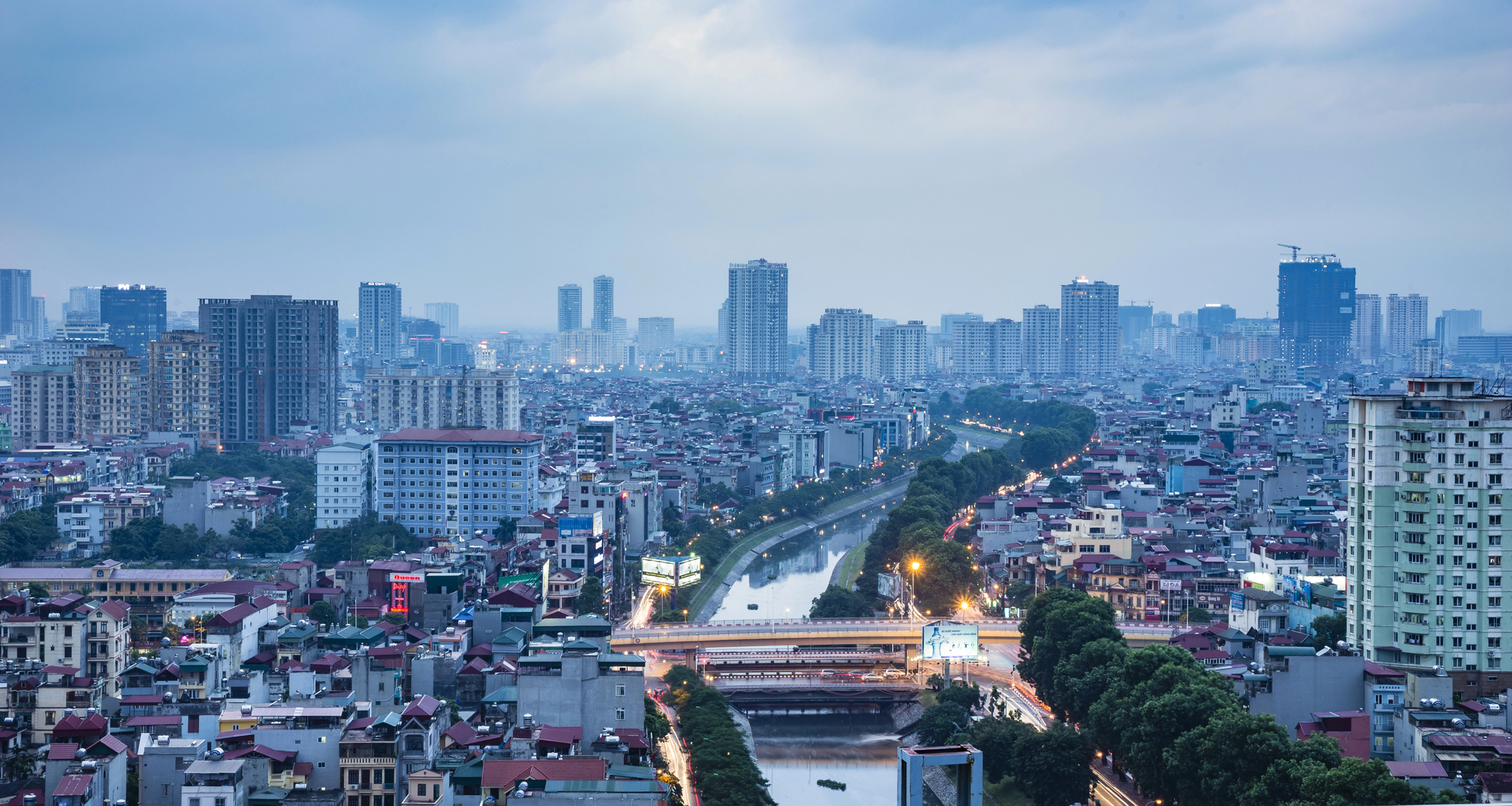 Aerial view of Hanoi skyline cityscape