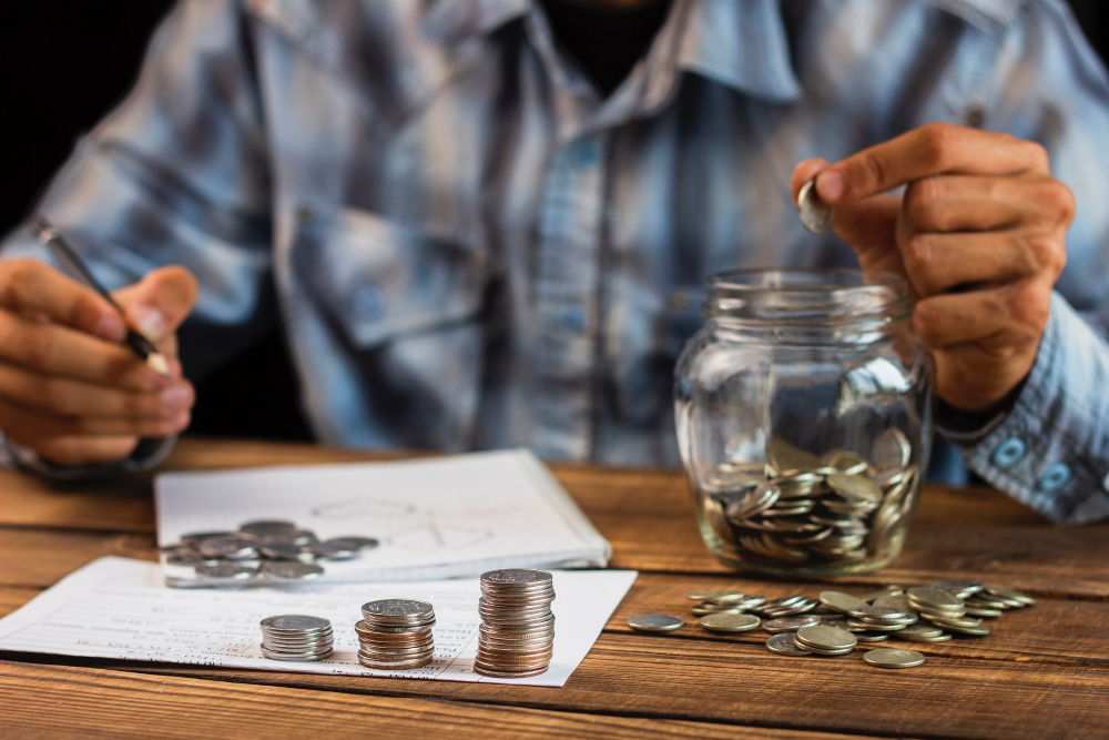 man counting his savings