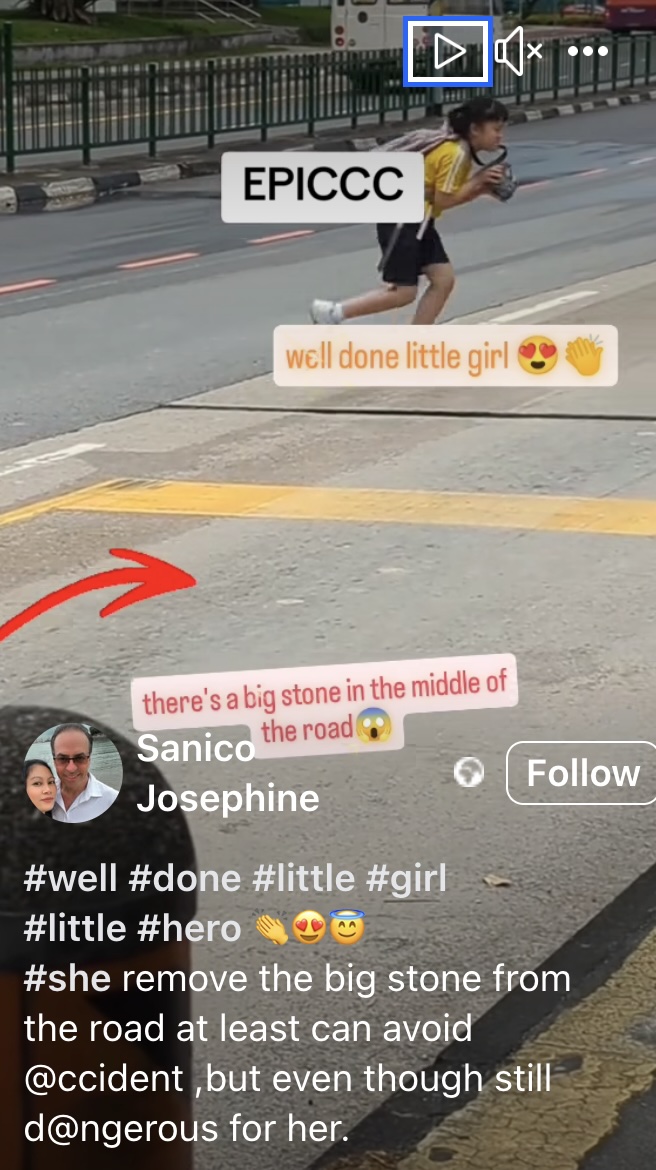 Young girl caught on cam running onto road at Toa Payoh to remove large stone