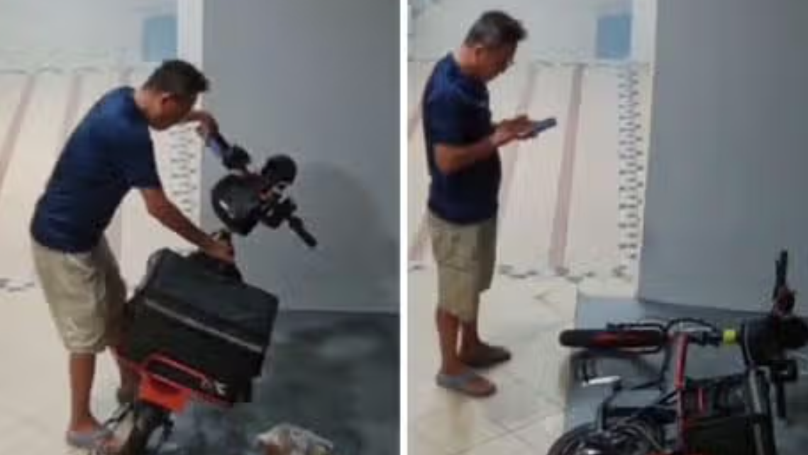 Food delivery rider caught staging an accident with customer’s food order