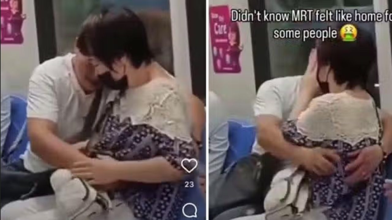 Couple caught getting too cozy on MRT sparks online buzz