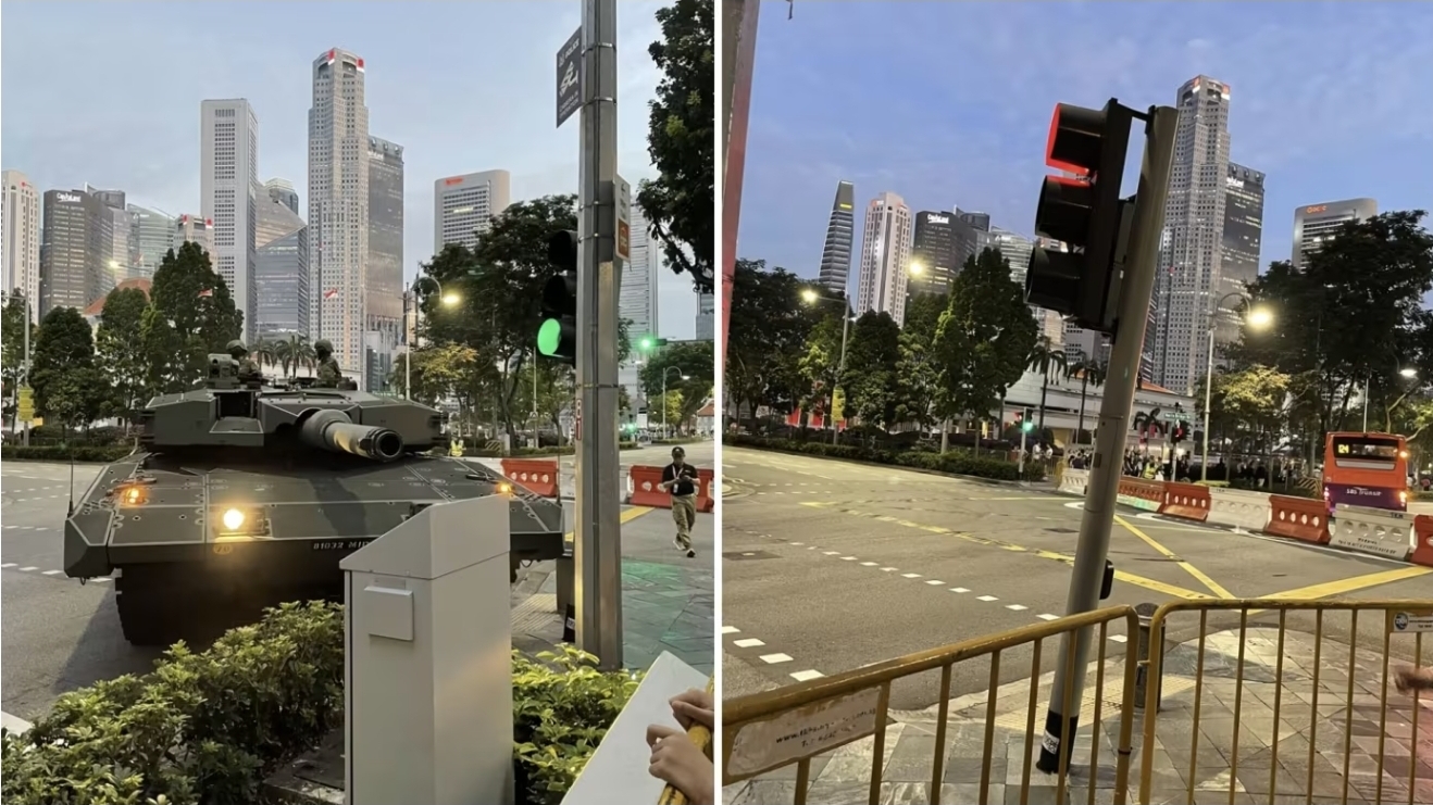 MINDEF tank clips lamp post near Parliament House; no injuries reported