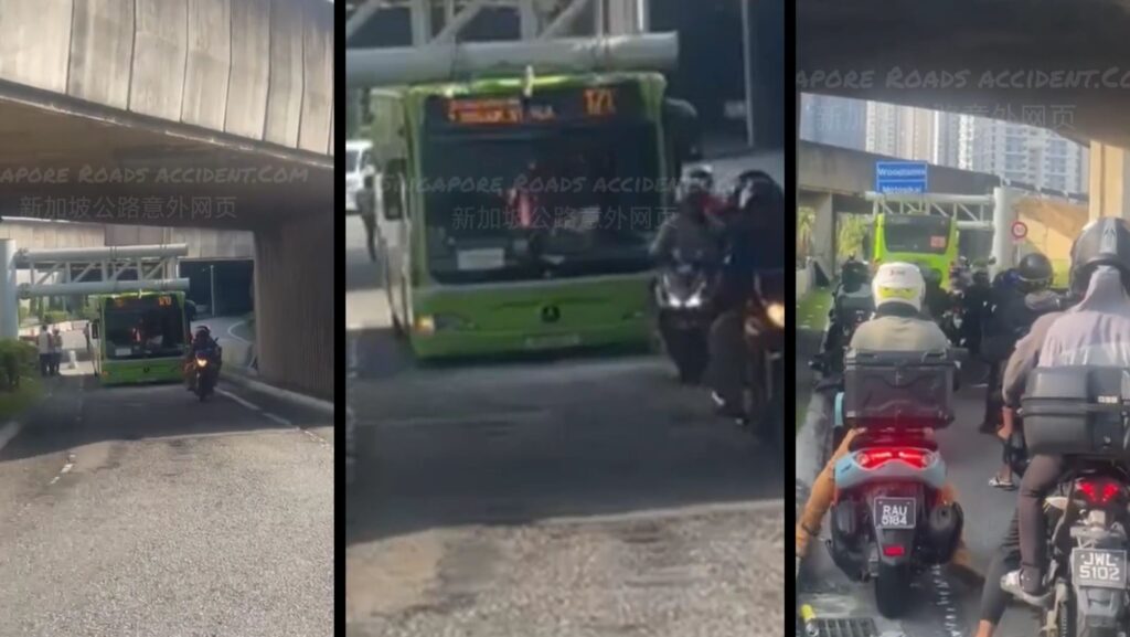 Shortcut gone wrong? Netizens react after SBS Transit bus gets stuck under JB customs height barrier