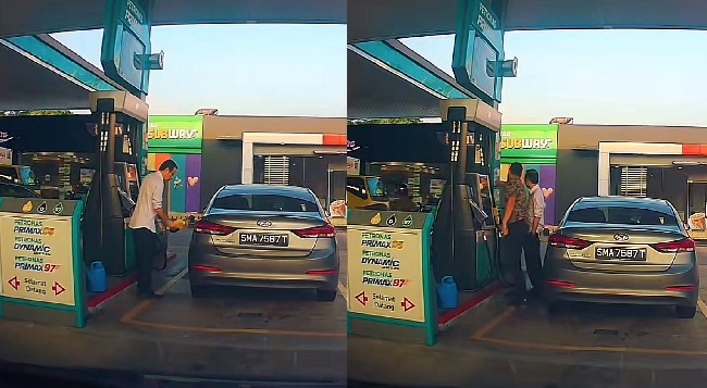 Yet another Singaporean driver caught pumping RON95 petrol in Malaysia and gets confronted by local