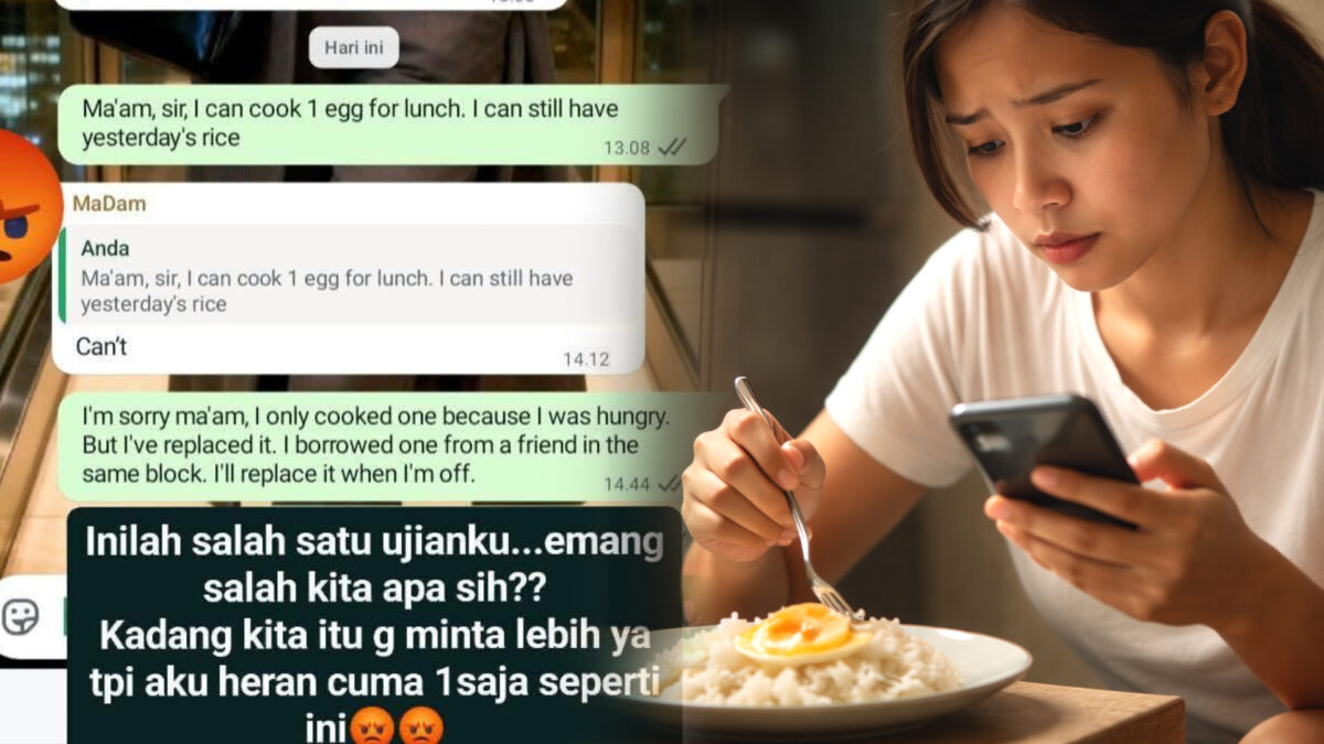 ‘Ma’am, can I cook 1 egg to eat with yesterday’s rice because I’m hungry?’ — Maid asks her employer, but she had to replace the egg because ma’am says, ‘Can’t’