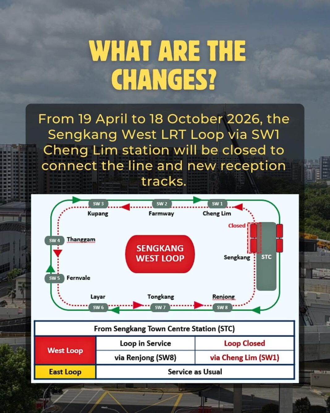 Sengkang West LRT Loop via Cheng Lim to close for six months for depot ...