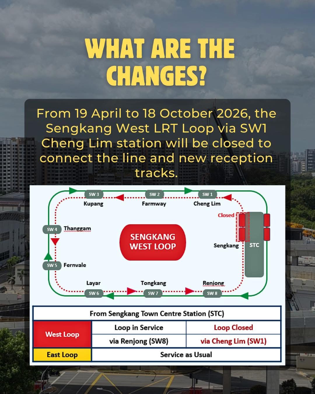 Sengkang West LRT Loop via Cheng Lim to close for six months for depot ...