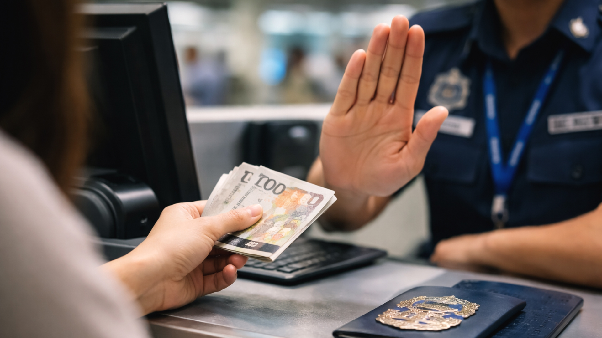 Woman from China may face S$100,000 fine for offering S$100 bribe to Singapore immigration officer at Changi Airport